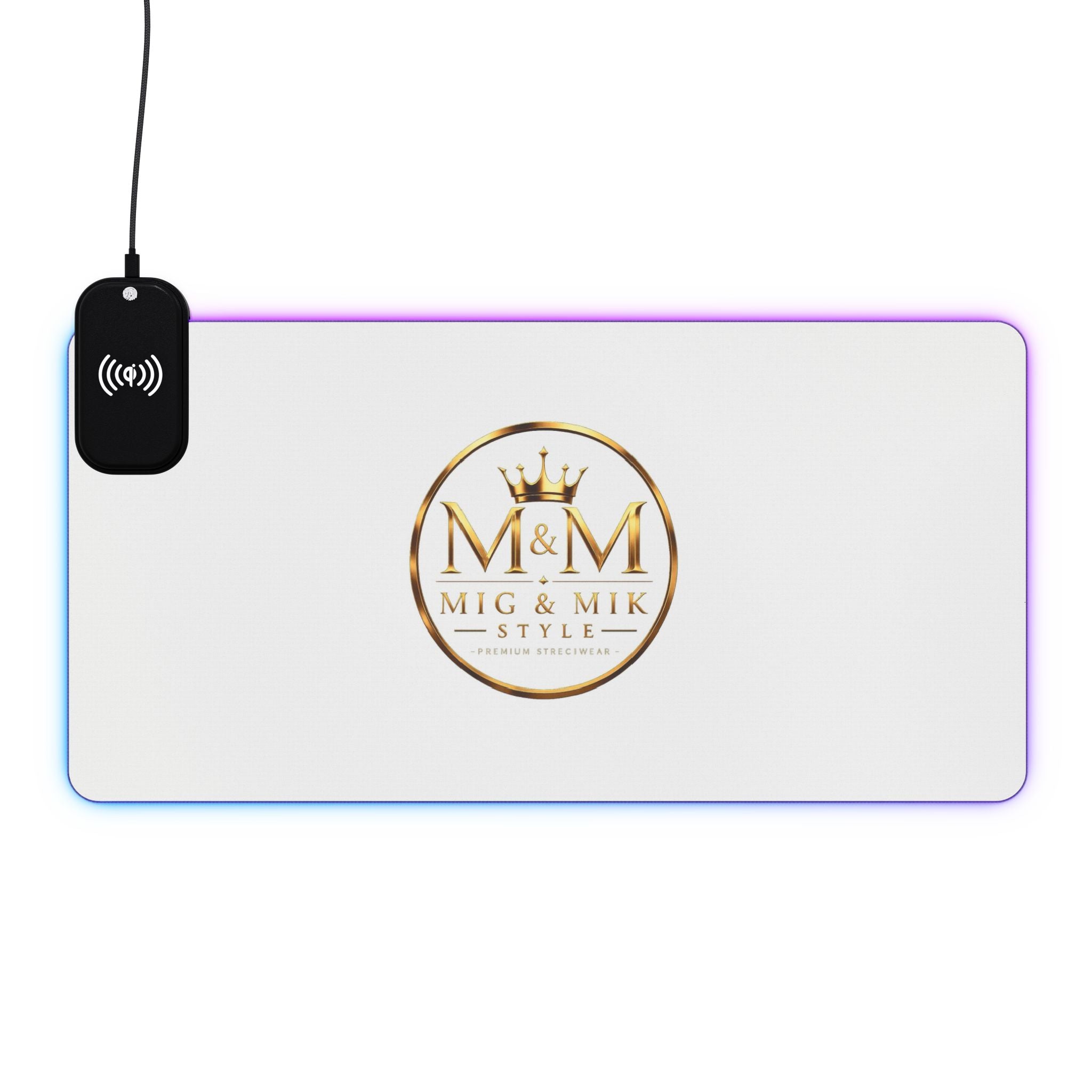 LED Wireless Charging Gaming Mouse Pad — Mig & Mik Gold Logo