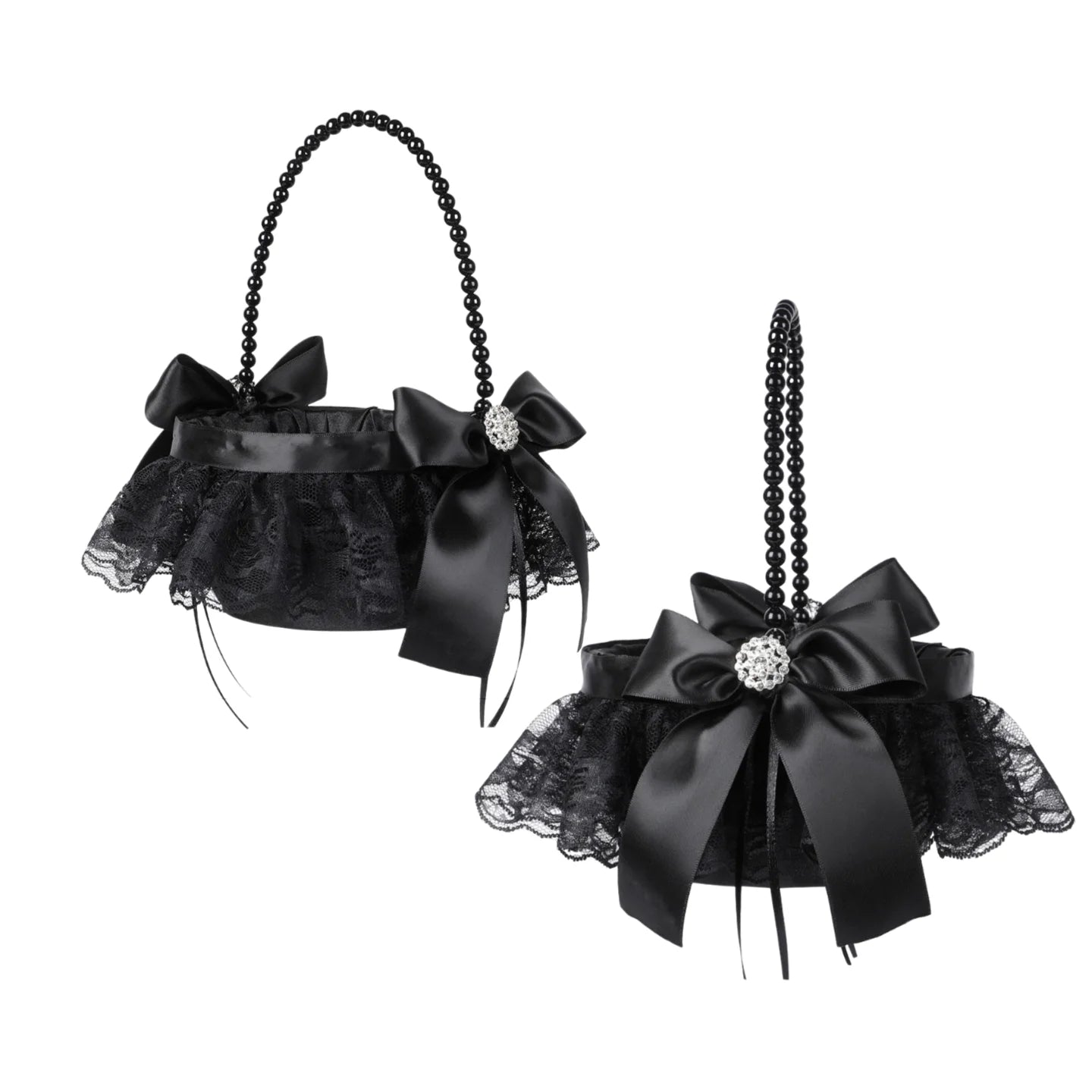 2 Pcs Wedding Black Flower Basket Girl  Western Flower Basket for Anniversary, Bridesmaids and Flower Girls