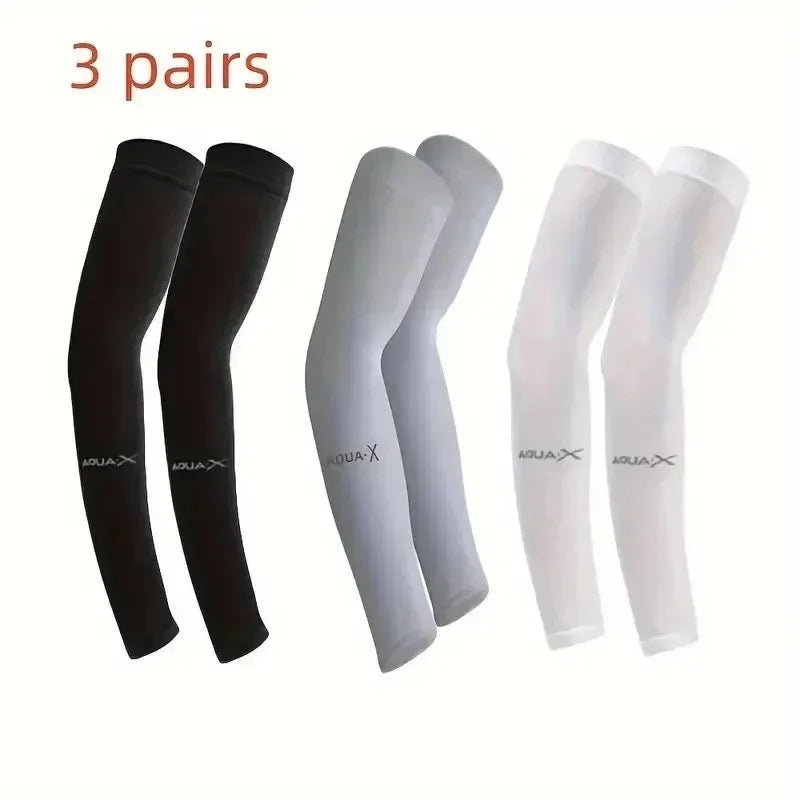 3 Pairs Cooling Breathable Arm Sleeves Anti‑UV Sun Protection Covers For Men Women Driving Golf Cycling Sports