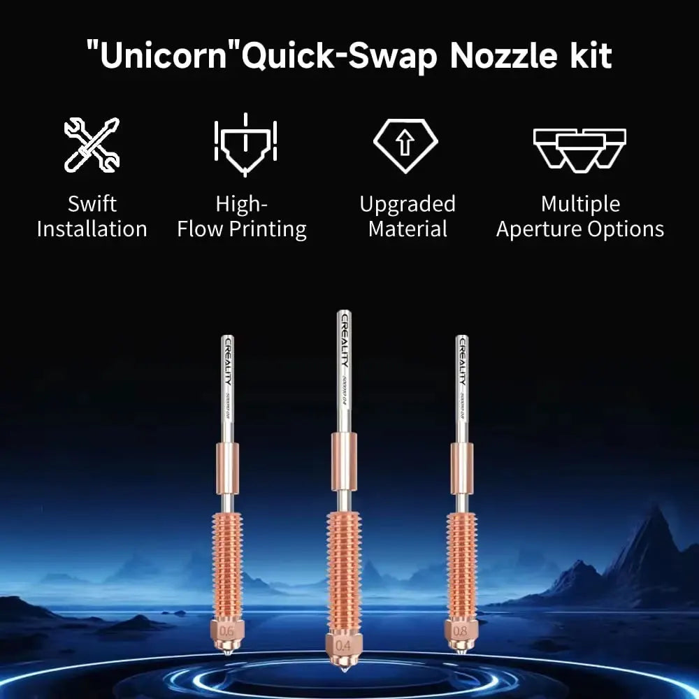 Creality Unicorn Quick-Swap Nozzle Kit for K1 Max_K1C_Ender-3 V3 Swift Installation High-Flow Printing Upgraded