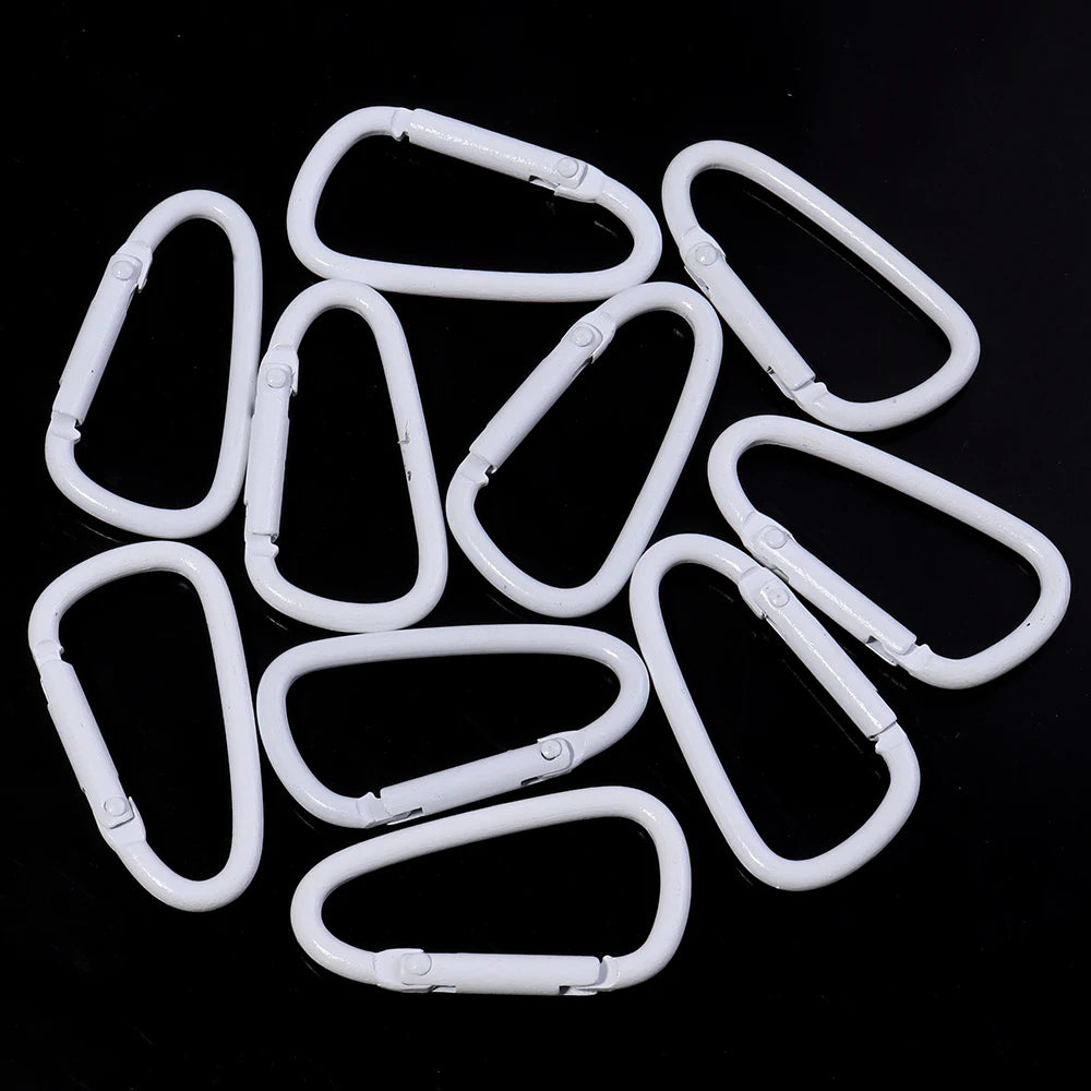 10pcs Colorful Carabiner Clip Alloy Keychain Clasps Hook 45X24mm D-ring Spring Snap Buckle For DIY Jewelry Making Accessories