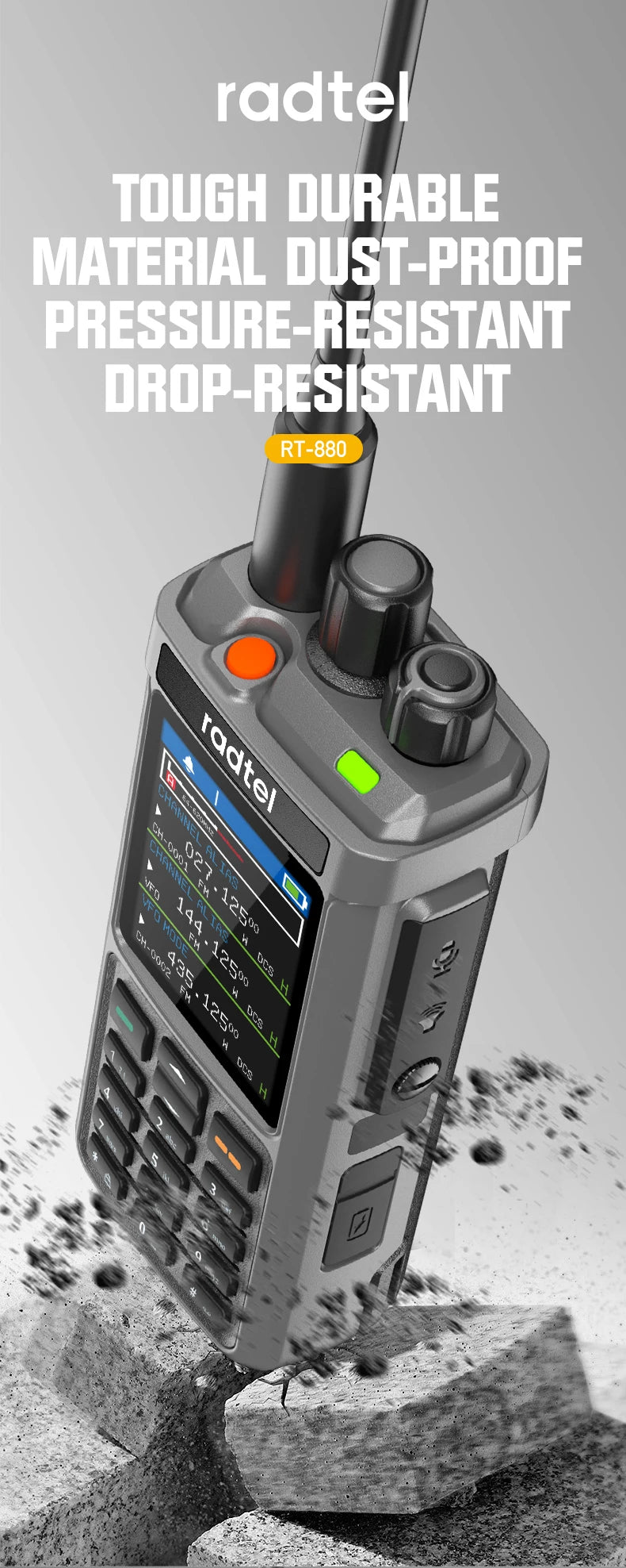 Radtel RT-880 All Band Ham Radio 10w 1024 CH with AM  SSB CB Receive, USB LSB CW CB LW MW SW 2000mAh 1024 Channels  Type C