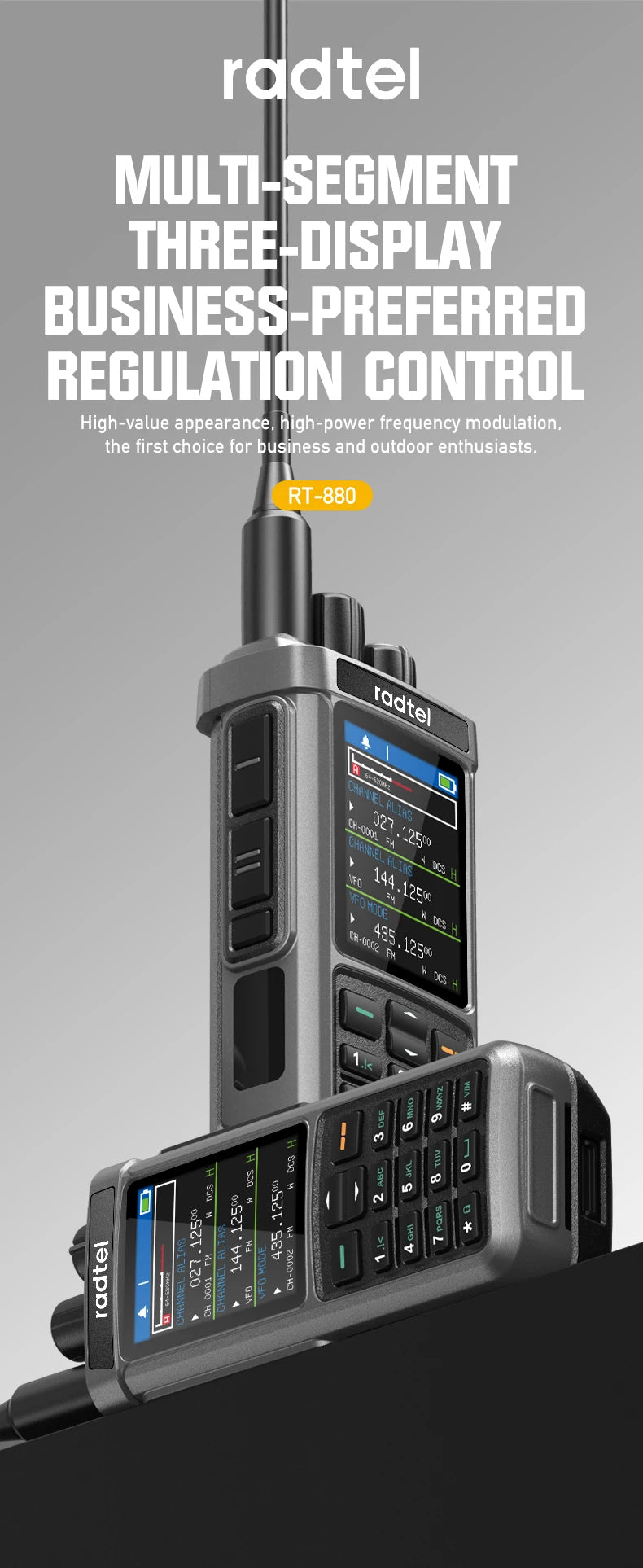 Radtel RT-880 All Band Ham Radio 10w 1024 CH with AM  SSB CB Receive, USB LSB CW CB LW MW SW 2000mAh 1024 Channels  Type C