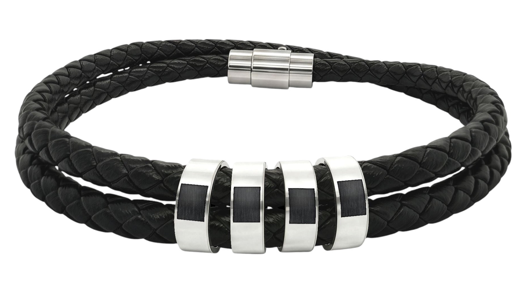 Leather Bracelet with Beads (Engraving)