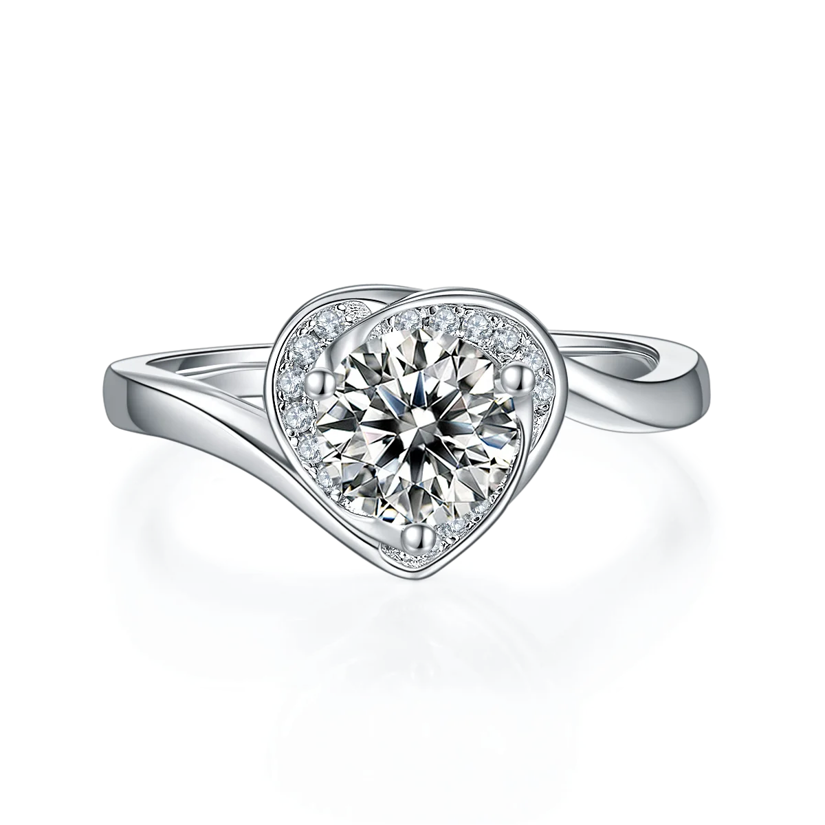 Wholesale Gra Certified Moissanite Ring 1carat S925 Sterling Silver Engagement Moissanite Ring for Women