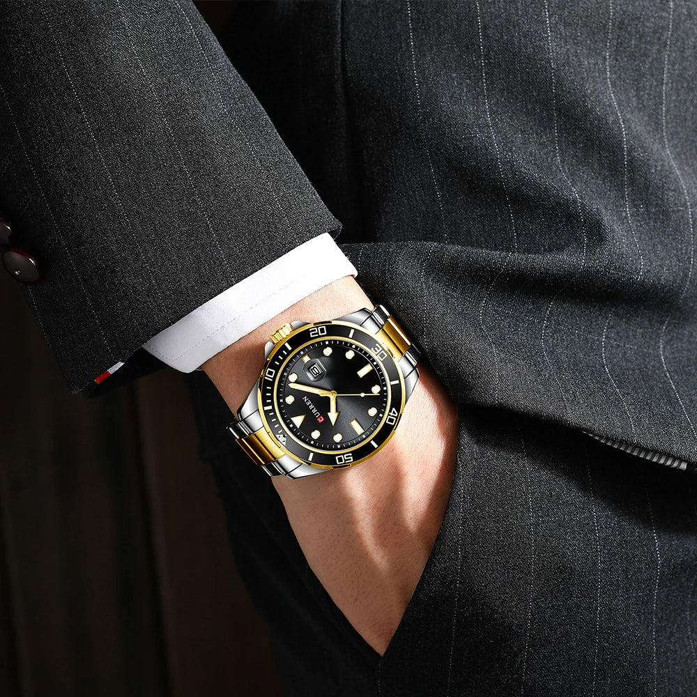CURREN Fashion Business Mens Wristwatches Green Clock Male Quartz Stainless Steel Watches Reloj Hombre