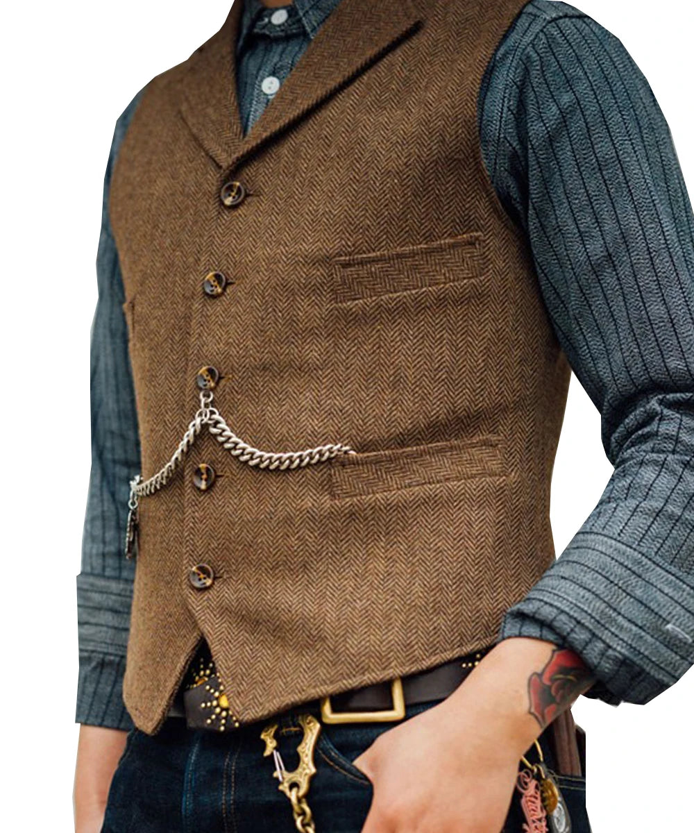 Men’s Wool Herringbone Suit Vest
