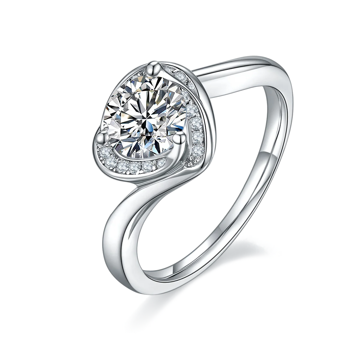 Wholesale Gra Certified Moissanite Ring 1carat S925 Sterling Silver Engagement Moissanite Ring for Women