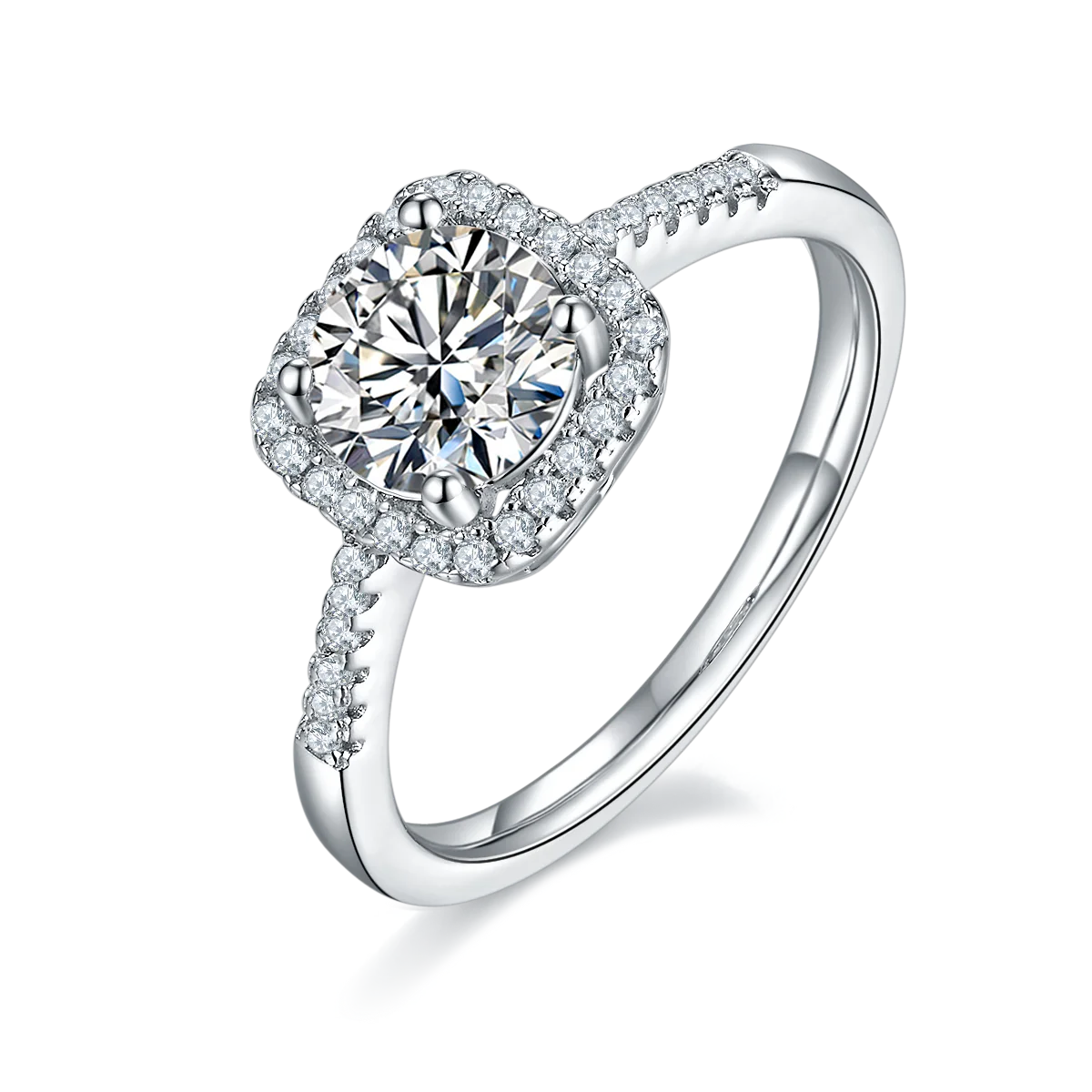 Wholesale Gra Certified Moissanite Ring 1carat S925 Sterling Silver Engagement Moissanite Ring for Women
