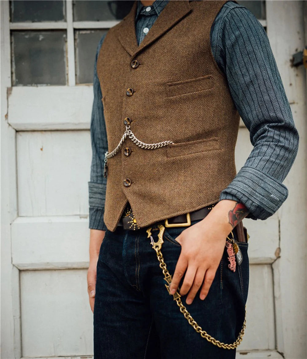 Men’s Wool Herringbone Suit Vest
