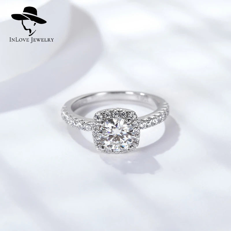 Fine Jewelry Engagement Unisex VVS Moissanite 3.0ct Round Brilliant Cut Sterling Silver Trendy Certified Anniversary Rings