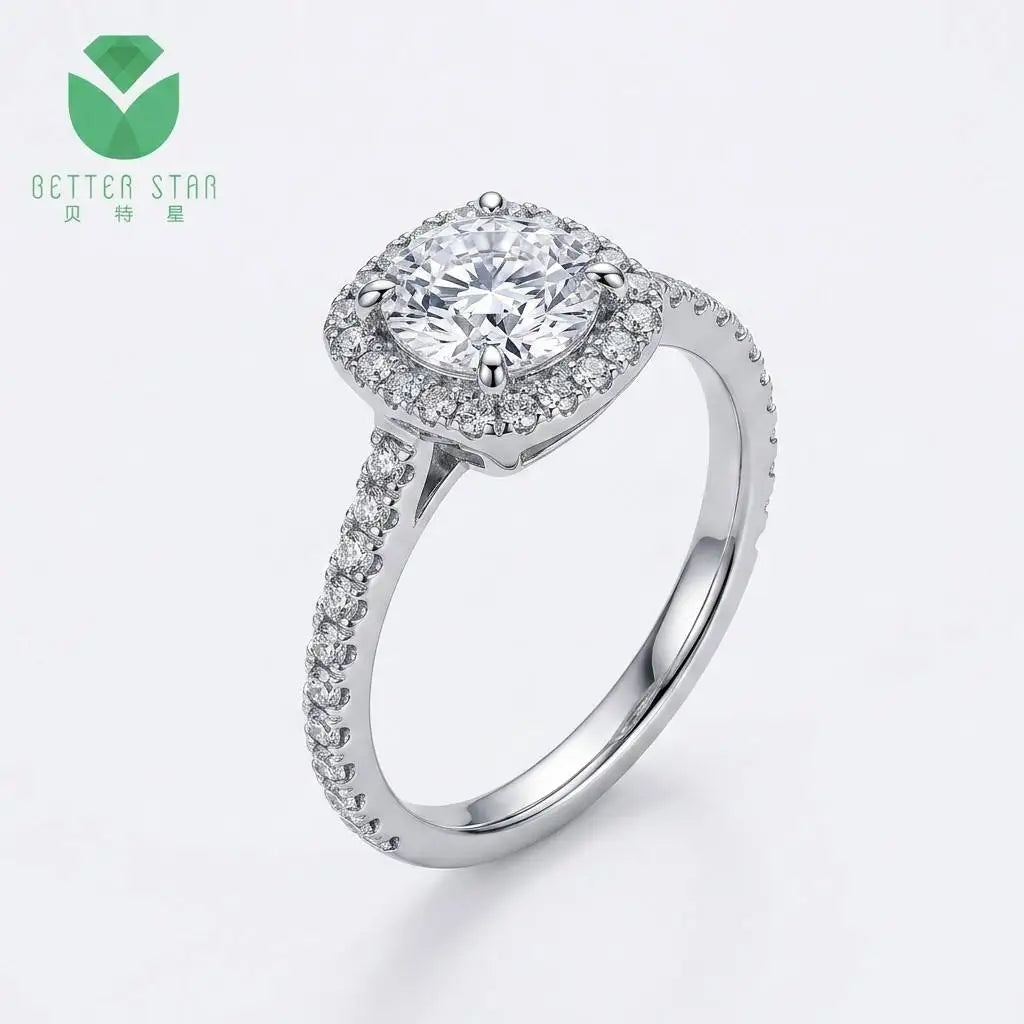 Wholesale Custom Jewelry Pt950 Platinum  Round Cut Lab Grown Diamond Ring IGI Certificate 1ct Fine Jewellery
