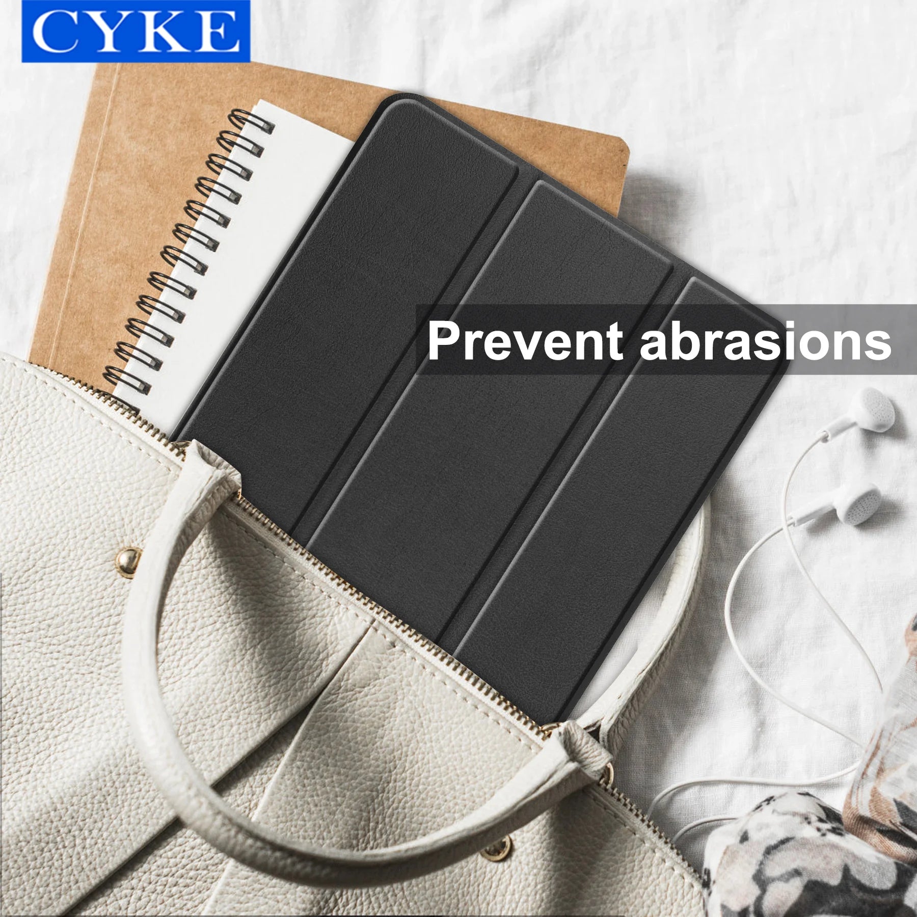 CYKE New Model Trifold Protective Flip Tablet Case Hard Shell for Nokia T20 10.4 PU+PC Tablet Cover