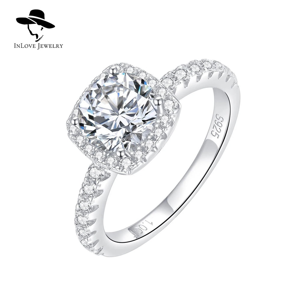 Fine Jewelry Engagement Unisex VVS Moissanite 3.0ct Round Brilliant Cut Sterling Silver Trendy Certified Anniversary Rings
