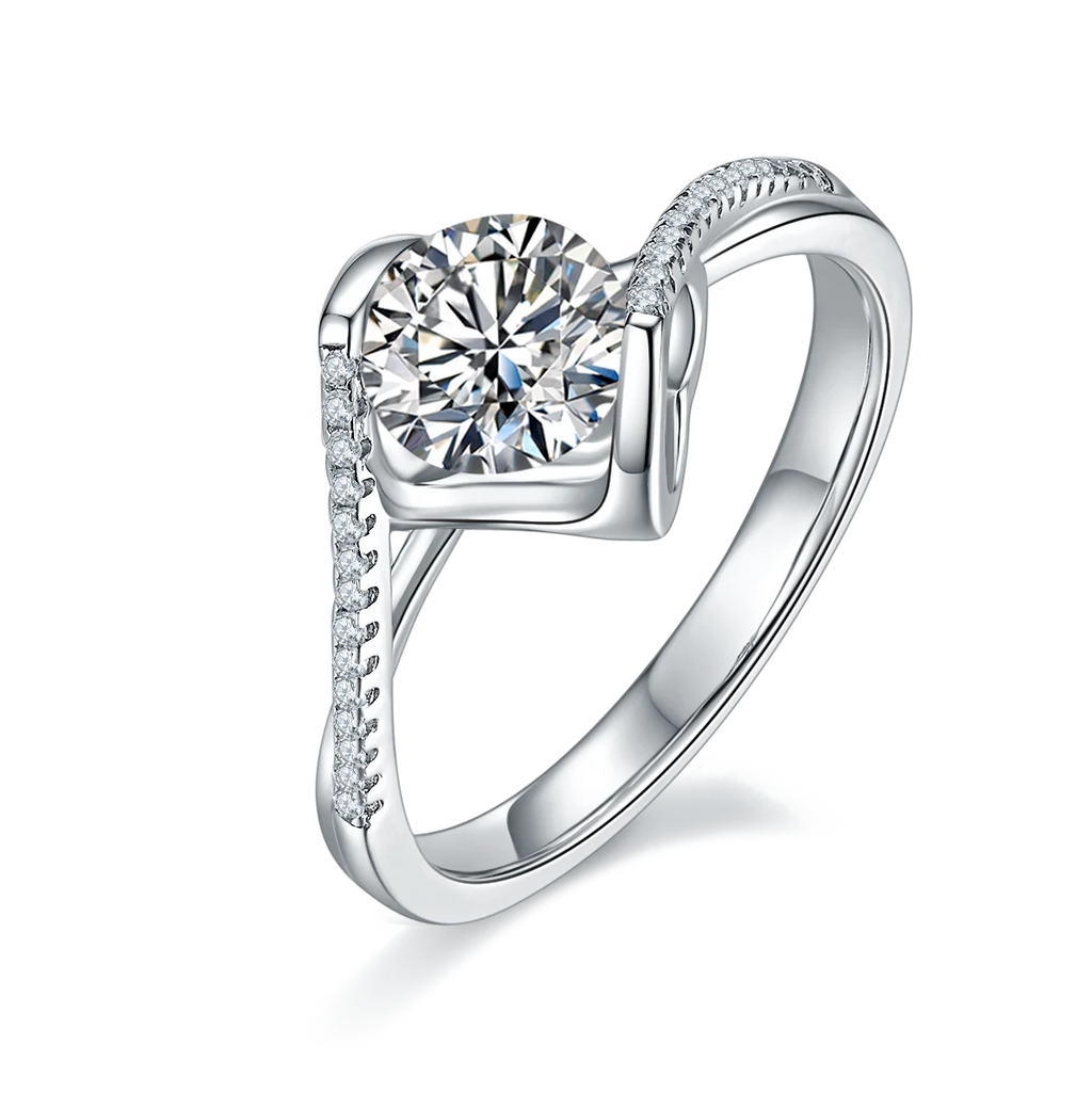 Wholesale Gra Certified Moissanite Ring 1carat S925 Sterling Silver Engagement Moissanite Ring for Women