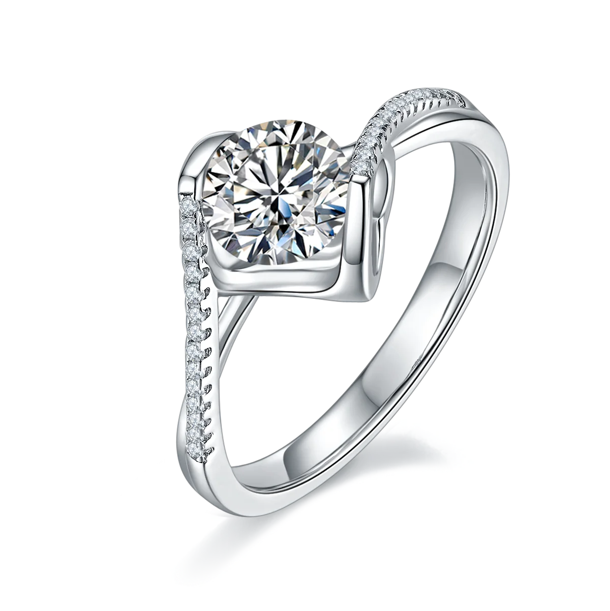 Wholesale Gra Certified Moissanite Ring 1carat S925 Sterling Silver Engagement Moissanite Ring for Women