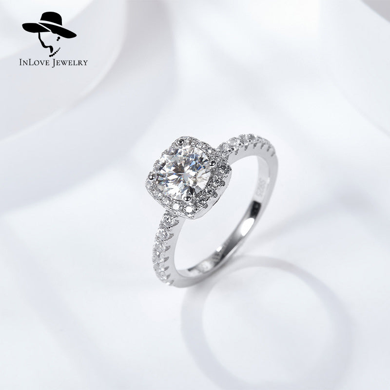 Fine Jewelry Engagement Unisex VVS Moissanite 3.0ct Round Brilliant Cut Sterling Silver Trendy Certified Anniversary Rings