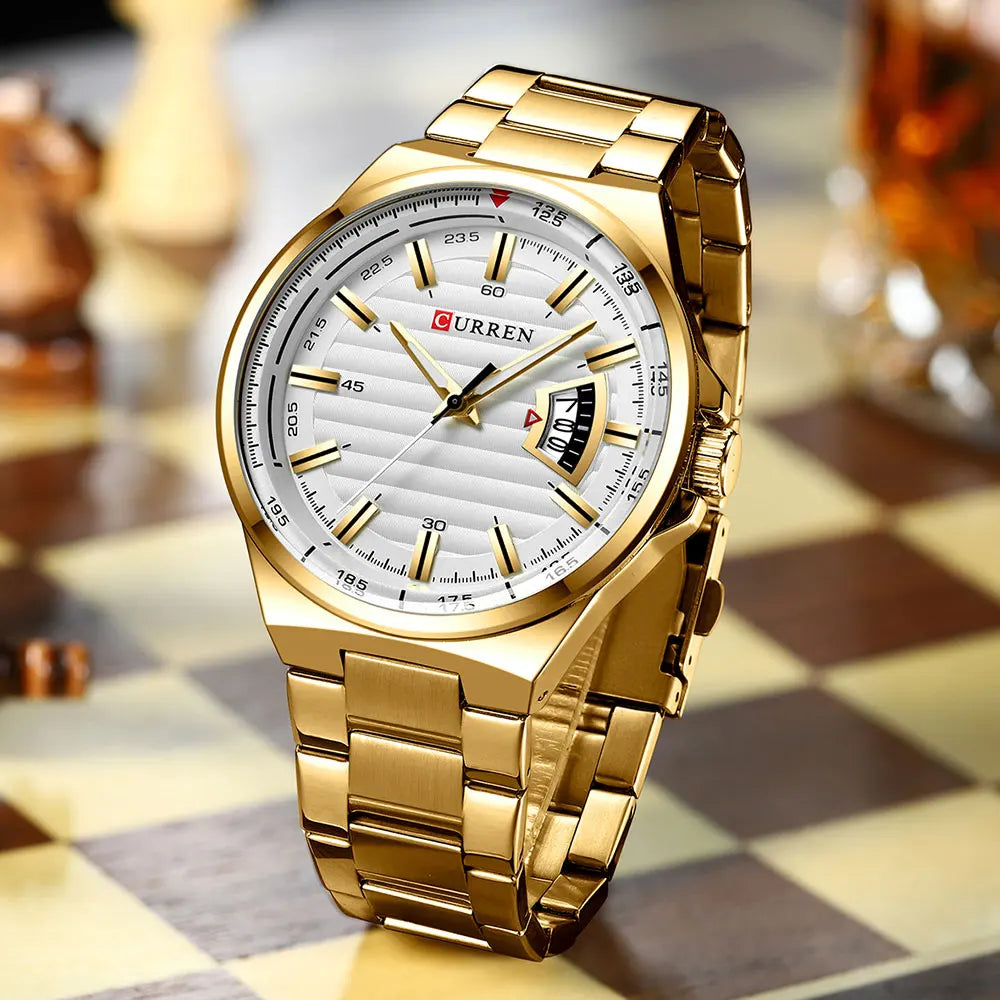 CURREN New Men Business Watch Full Steel Quartz Top Brand Luxury Sports Waterproof Casual Male Wristwatch Relogio Masculino