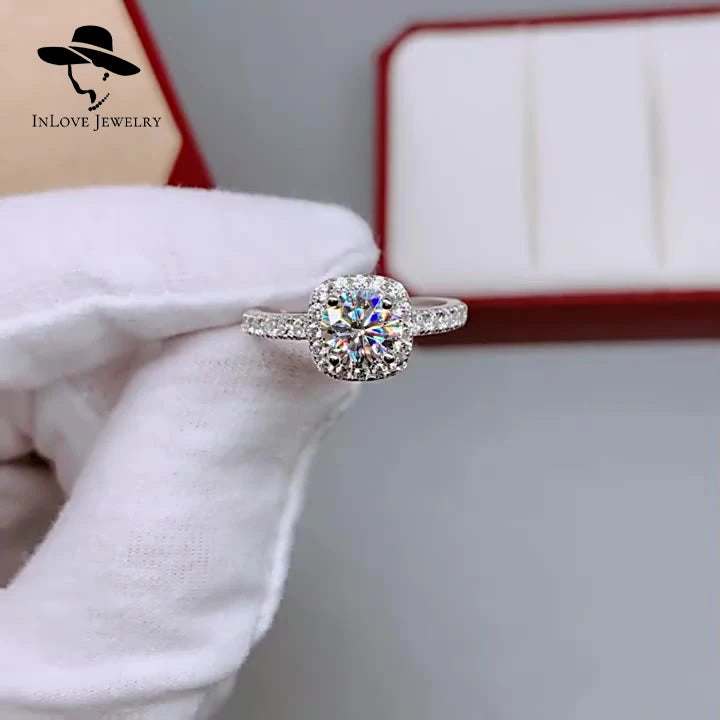 Fine Jewelry Engagement Unisex VVS Moissanite 3.0ct Round Brilliant Cut Sterling Silver Trendy Certified Anniversary Rings