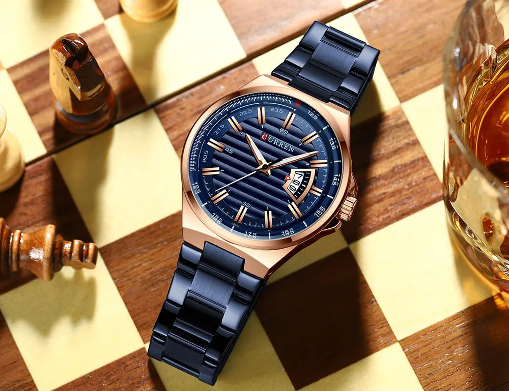 CURREN New Men Business Watch Full Steel Quartz Top Brand Luxury Sports Waterproof Casual Male Wristwatch Relogio Masculino