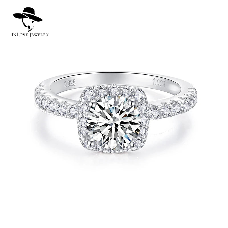 Fine Jewelry Engagement Unisex VVS Moissanite 3.0ct Round Brilliant Cut Sterling Silver Trendy Certified Anniversary Rings
