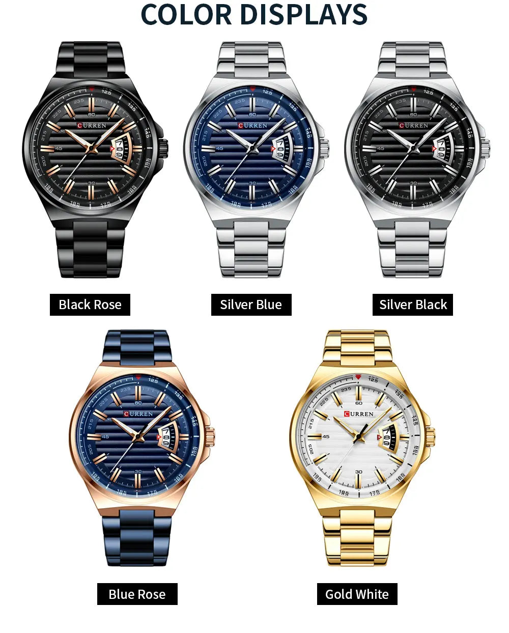 CURREN New Men Business Watch Full Steel Quartz Top Brand Luxury Sports Waterproof Casual Male Wristwatch Relogio Masculino