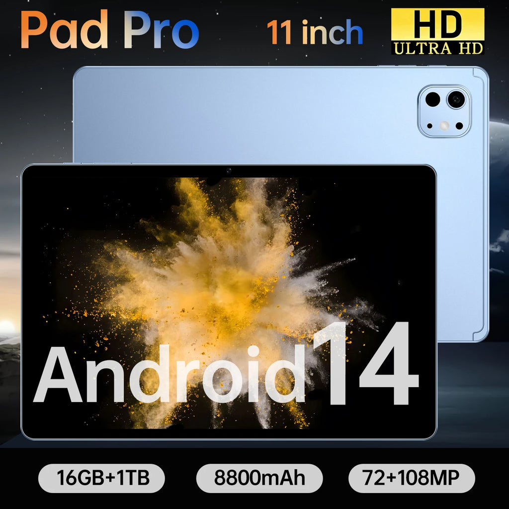 11-Inch Octa Core Tablet PC for Pro Used for Business/Student WiFi Android 14 2560x1600 Resolution Entertainment Use