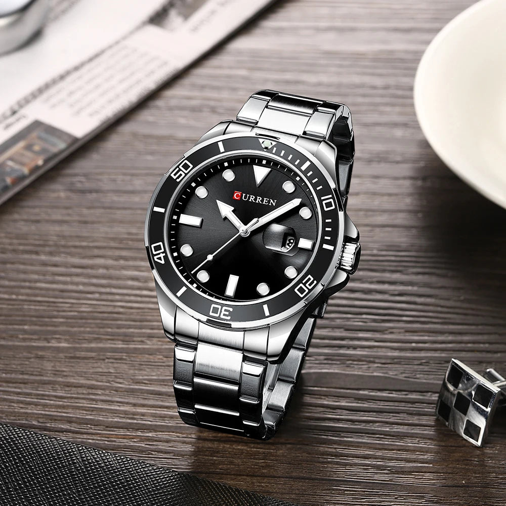 CURREN Fashion Business Mens Wristwatches Green Clock Male Quartz Stainless Steel Watches Reloj Hombre