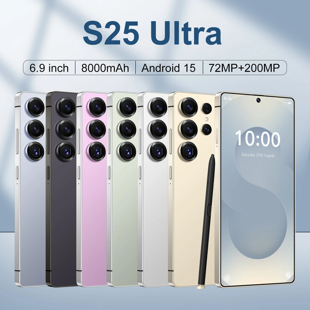S25 Ultra Smart Android 15 5G Cell Phone with 8000MAH 16GB+1TB Memory Deca Core CPU