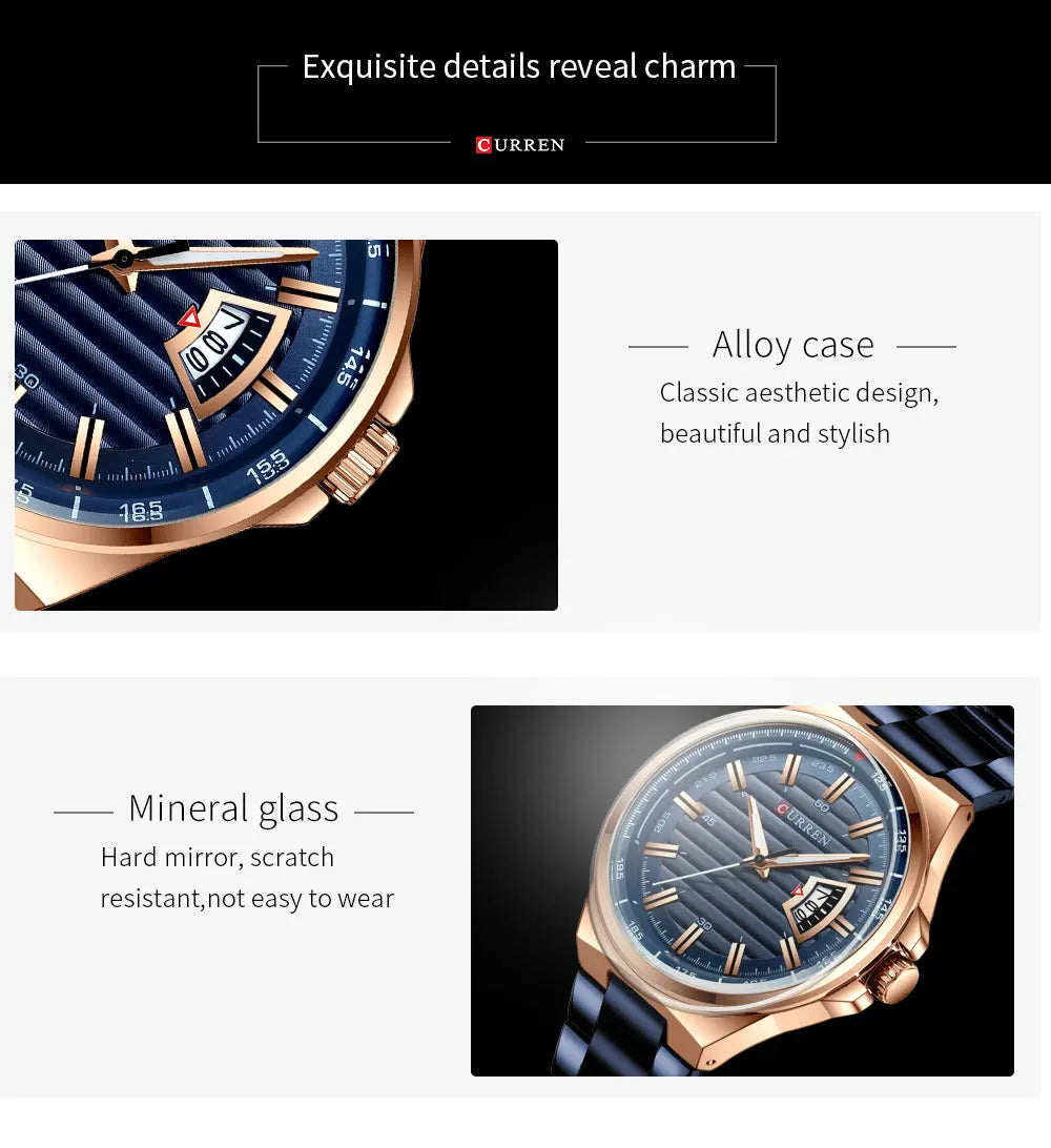 CURREN New Men Business Watch Full Steel Quartz Top Brand Luxury Sports Waterproof Casual Male Wristwatch Relogio Masculino