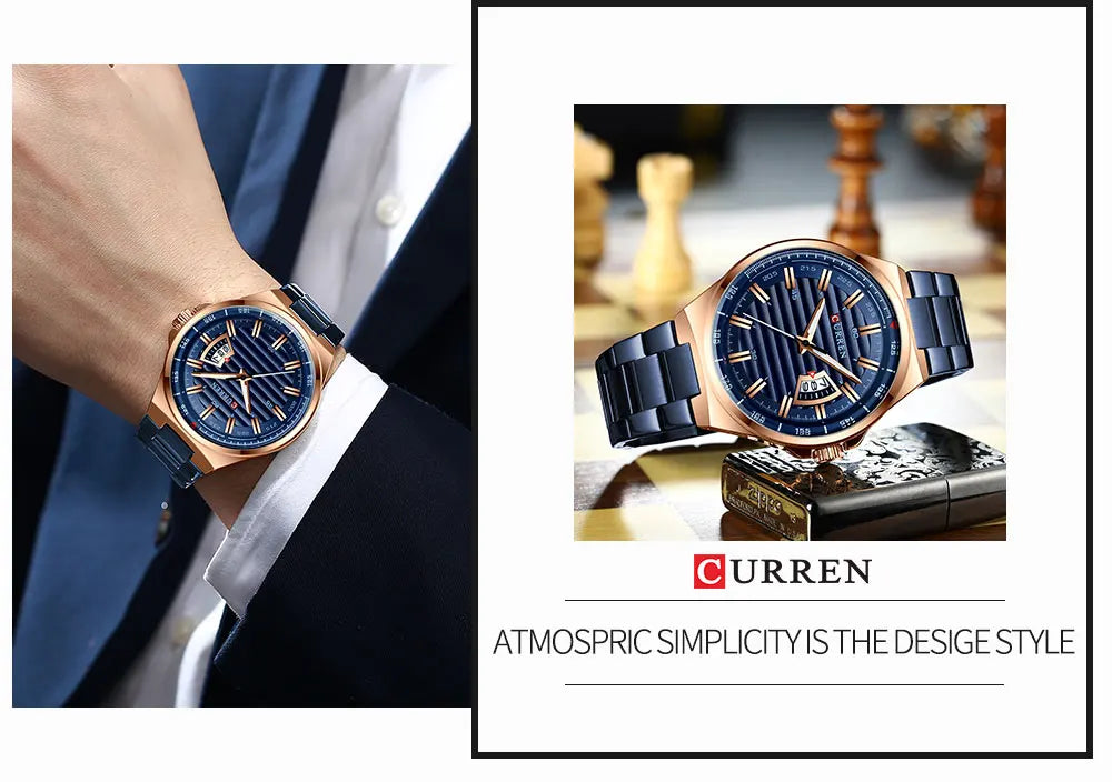 CURREN New Men Business Watch Full Steel Quartz Top Brand Luxury Sports Waterproof Casual Male Wristwatch Relogio Masculino