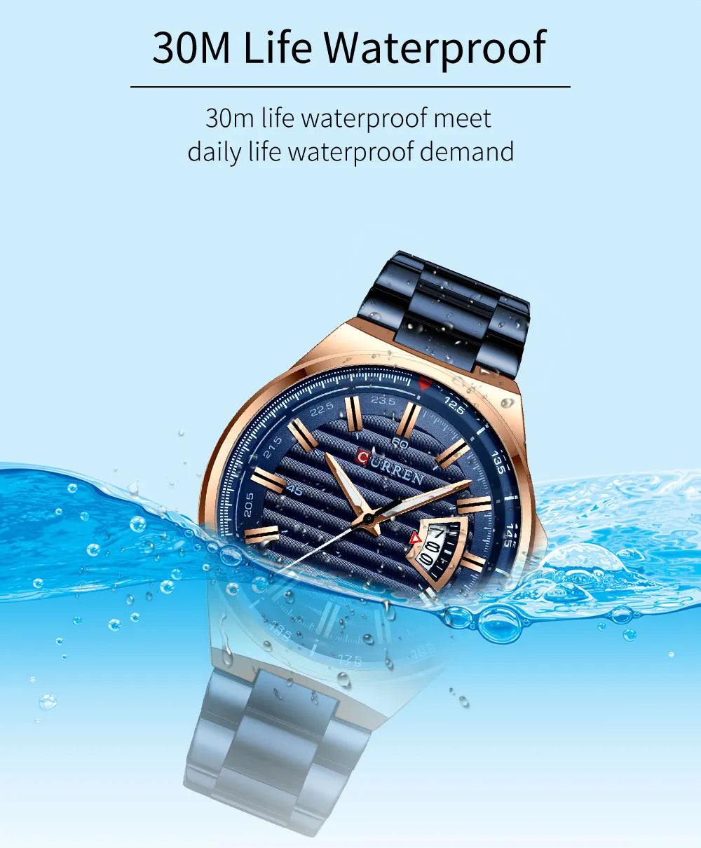 CURREN New Men Business Watch Full Steel Quartz Top Brand Luxury Sports Waterproof Casual Male Wristwatch Relogio Masculino