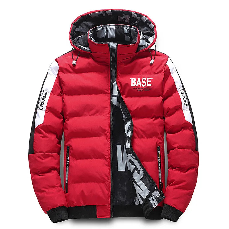 Double-Sided Wear Cotton Jacket for Men Youth Winter Warm Outerwear Hooded Thickened Rabbit Fur Lining Casual Suit