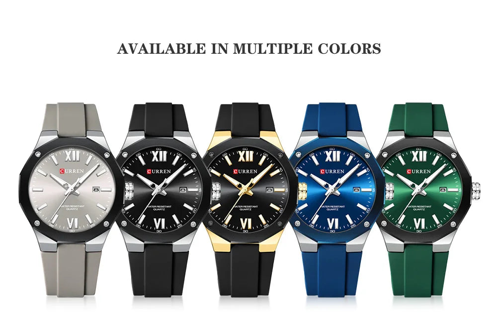CURREN Simple Luxury Men's Watches New Business Quartz Wristwatch with Silicone Strap Luminous Hands Waterproof Clock