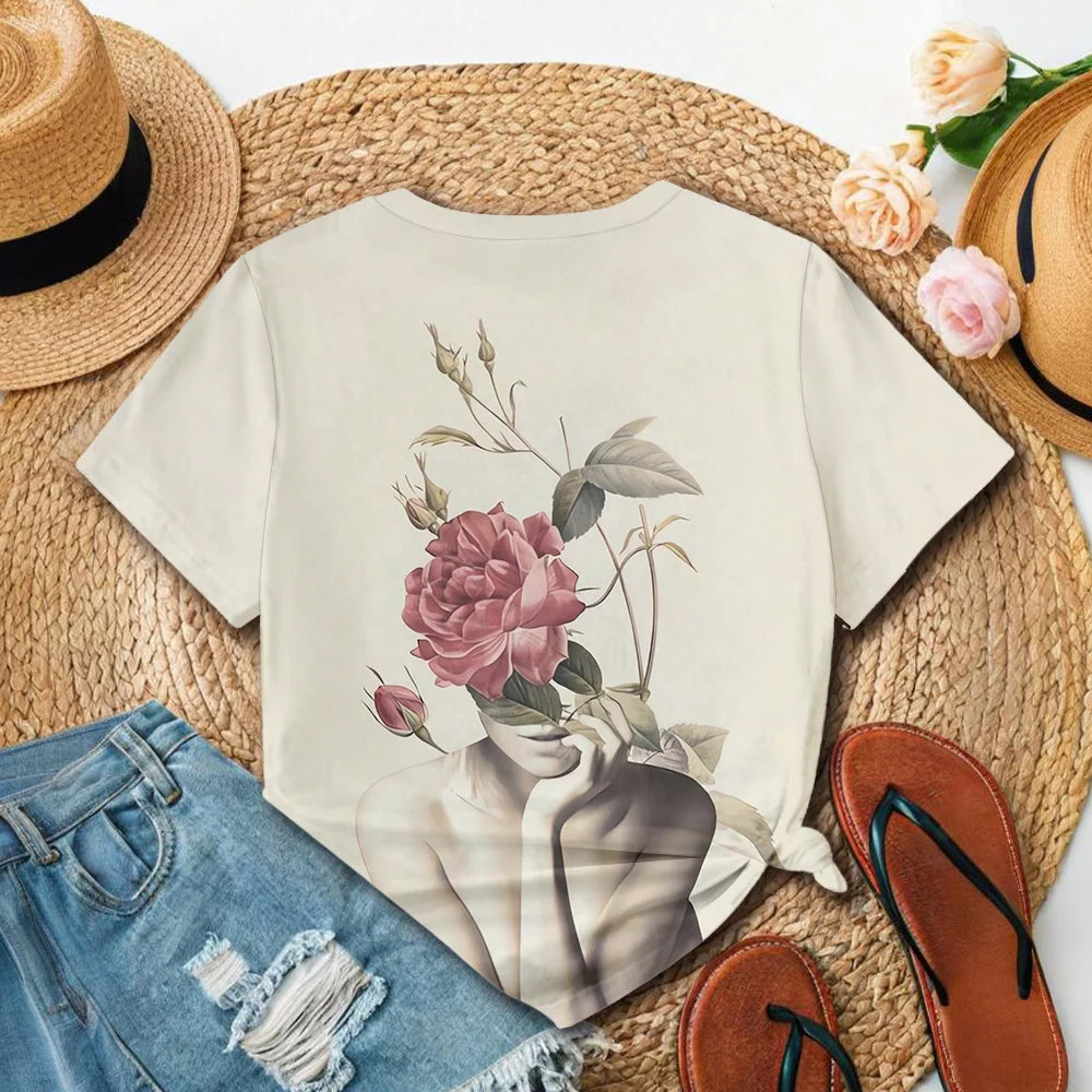 Artistic Floral Carved T-Shirt