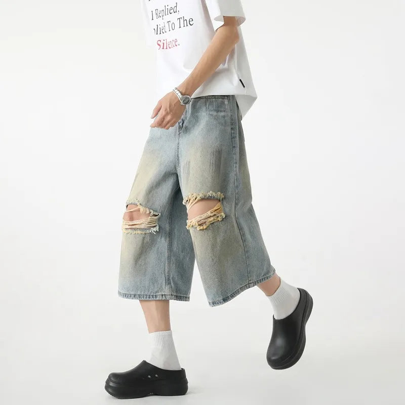 Retro Distressed Denim Jorts