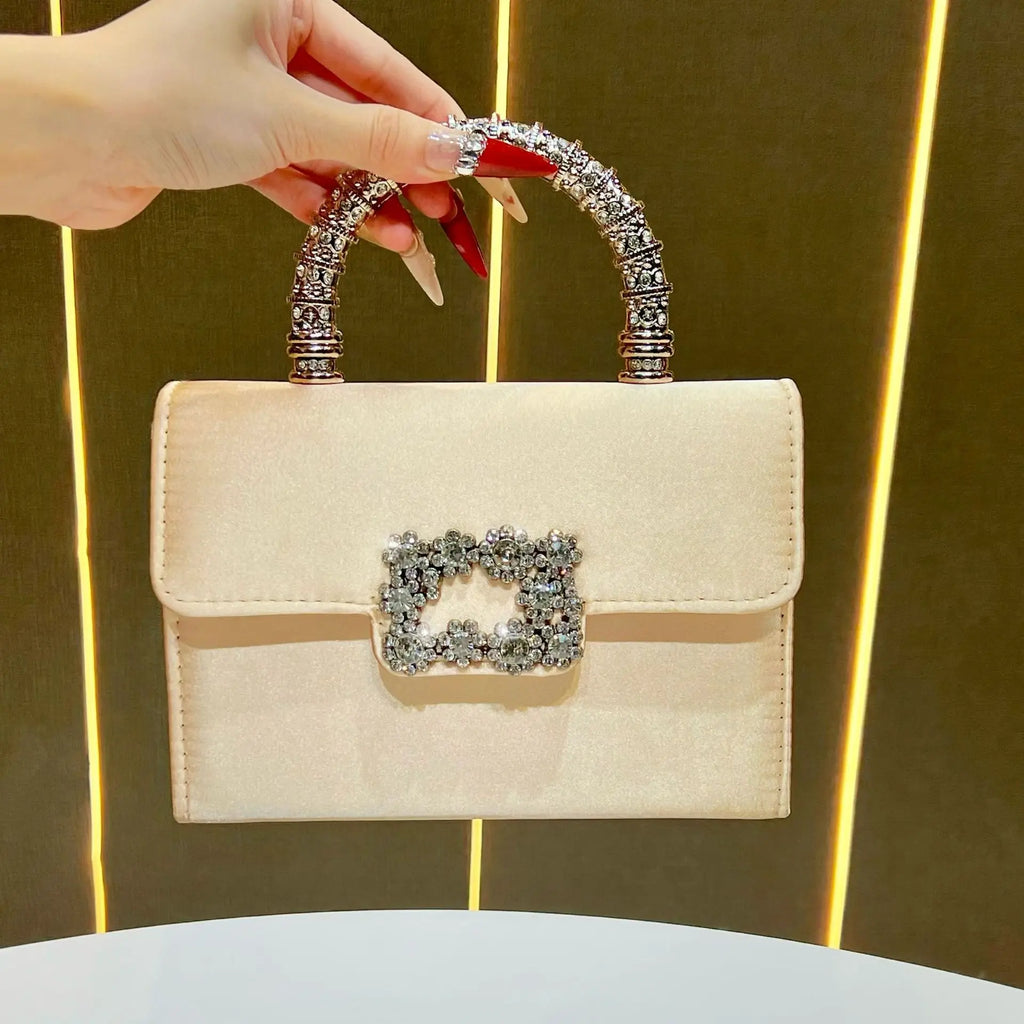 Luxe Silk Evening Minaudière – Elegant Light Luxury Handbag for Wome