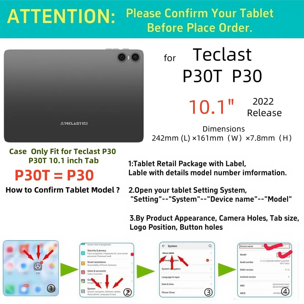 Smart Cover for Teclast P33 P30 P30T Tablet Case Folding Stand Pu Leather with Soft TPU Back Cover for P30T P33 2025 Flip Case