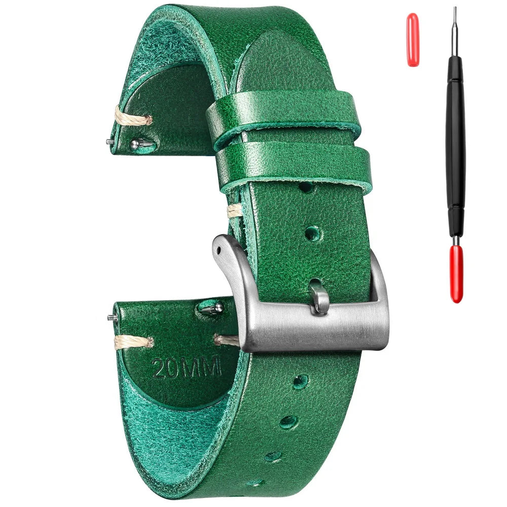 HEMSUT Leather Watch Bands Quick Release Italian Buttero Handmade Watch Strap Vintage Replacement Wrap Of 18mm 20mm 22mm