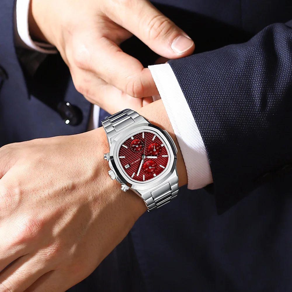 CRRJU Luxury Man Watch Business Waterproof Male Clock Luminous Date Stainless Steel Square Quartz Men Watch reloj hombre 2024