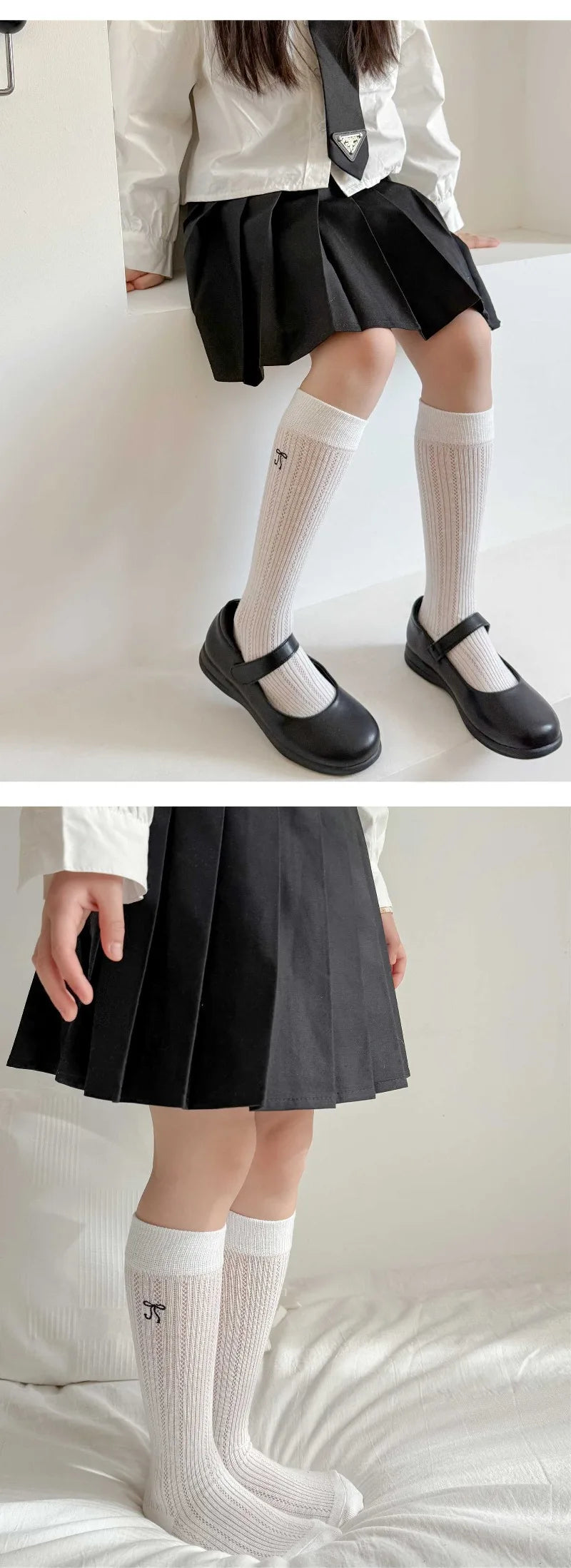 Summer Baby Hollow Out Socks Cute Bow Mesh Cotton Princess Knee High Socks Breathable Thin Non-slip Children Socks 2-12Years