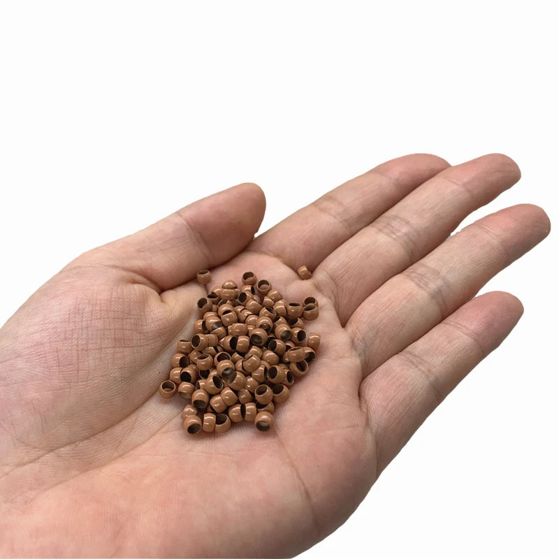 1000Pcs Multipurpose 4.0mm Non-Silicone Nano Lined Beads Copper Nano Rings for Hair Tinsel Feather Extensions Black/Brown/Beige