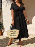 Essential Comfort Midi Dress – Casual Loose-Fit Solid Color Dress for Women
