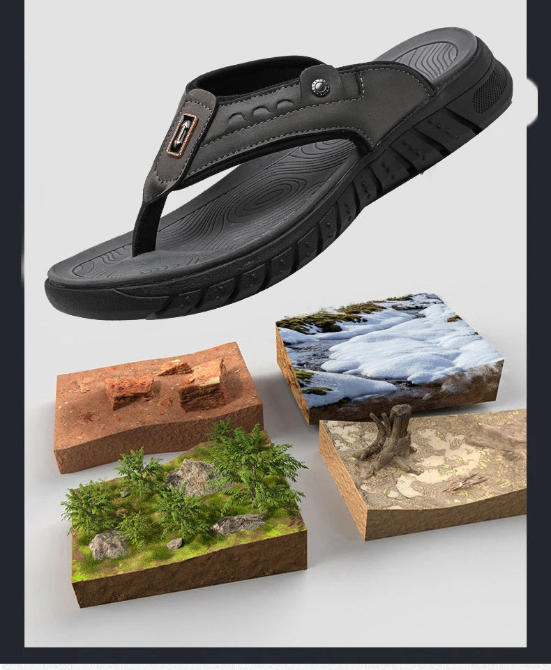Mens Casual Slippers Summer Outdoor Open Toe Beach Shoes Soft Bottom Comfortable Vacation Indoor Sandals Fashion Non Slip Breath