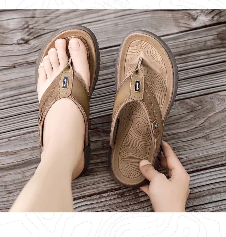 Mens Casual Slippers Summer Outdoor Open Toe Beach Shoes Soft Bottom Comfortable Vacation Indoor Sandals Fashion Non Slip Breath