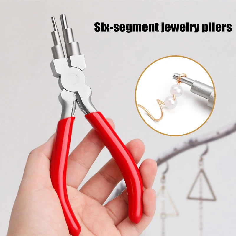 1Pcs 6-in-1 Iron Wire Looping Jewelry Pliers Bail-Making Pliers With Grip Handle For DIY Ring Making Loops And Jump Rings Tools