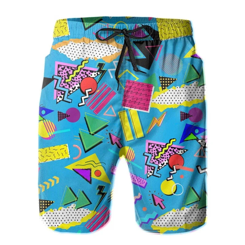 Fashion 80s 90s Graphic Beach Shorts For Men Hot Sale Swimming Trunks Kids Boys Quick Dry Board Shorts Summer Street Short Pants