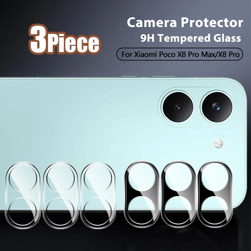 Camera Protector 3pcs Black 3D Glass for Xiaomi Poco X8 Pro Max/X7 Pro/X8 Pro X 8 ProMax Bubble-Free Anti-Scratch HD Lens Film