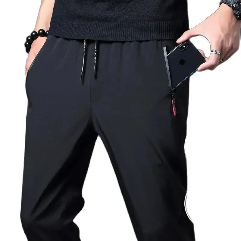 Classic Urban Straight-Leg Joggers – Men's Slim Fit Elastic Waist Casual Trousers