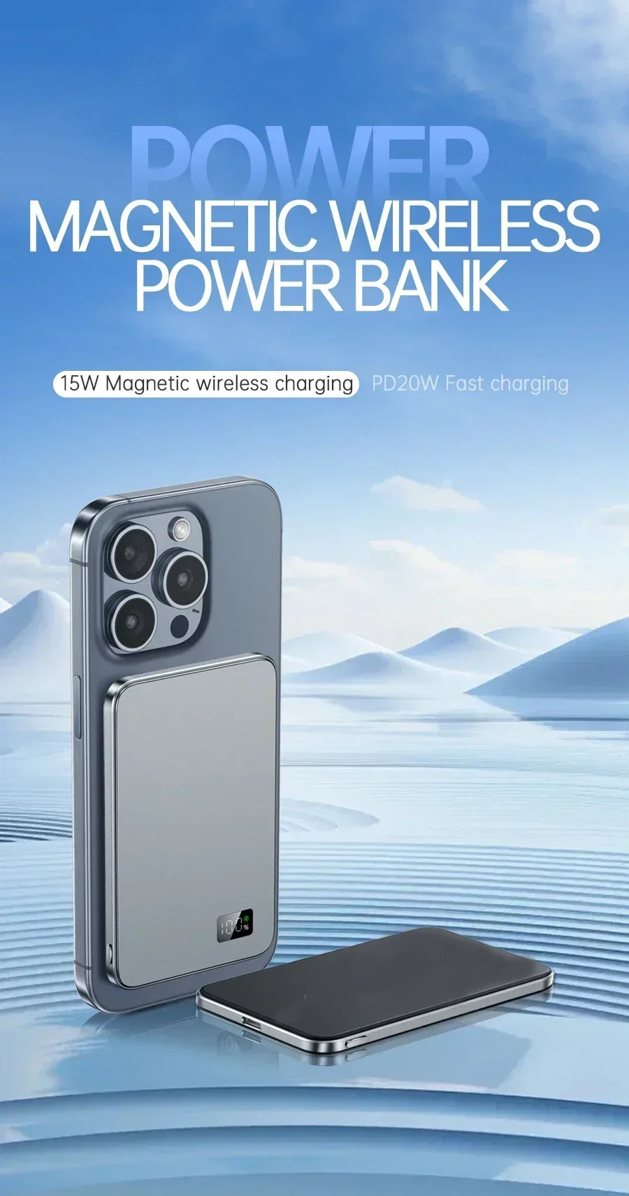 Lenovo Portable Magsafe Charger 50000mAh Magnetic Wireless Power Bank PD22.5W High Speed Charging Battery for iPhone